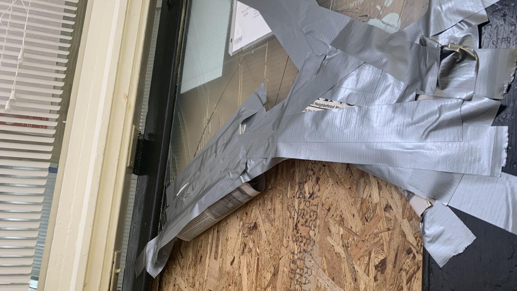 Broken door after break-in